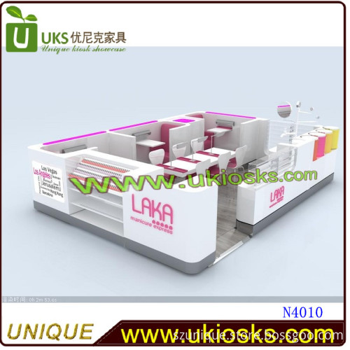 Customized Logo Nail Kiosk Baking Paint Nail Polish Display Stand Mall Nail Kiosk Fro Sale